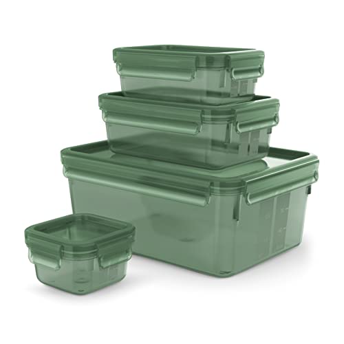 Emsa N11706 Clip & Close Eco 4-teiliges Frischhaltedosen-Set | 0,2/0,55/1/3,7 Liter | 100% dicht/hygienisch/unbedenklich | mikrowellentauglich | gefriergeeignet | BPA-frei | Grün im Sale