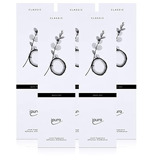 Ipuro classic noir room fragrance 75ml - Elegant rose, mysterious patchouli, and creamy sandalwood meet fresh eucalyptus and sweet coconut (5-pack)