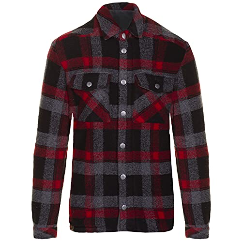 Almgwand Hochgerenspitze Kariert-Grau-Rot - Lockere wärmende Herren Hemdjacke, im Sale