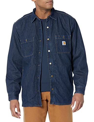 Carhartt Herren Relaxed Fit Denim Fleece Lined Snap-Front Work Utility Button Down Shirt, Glacier, EU im Sale