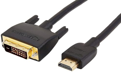 Amazon Basics HDMI A to DVI Adapter Cable, 1.8 m, Not for connection to SCART or VGA ports, Black