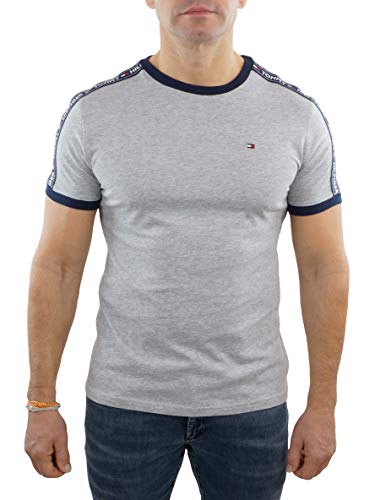 Tommy Hilfiger Men's Short Sleeve Crew Neck T-Shirt, Grey (Grey Heather), on Sale
