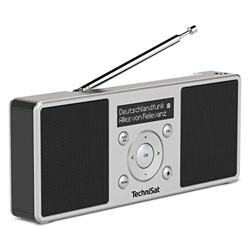TechniSat DIGITRADIO 1 - Tragbares Stereo DAB Radio mit Akku (DAB+, UKW, FM, Lautsprecher, Kopfhörer-Anschluss, Favoritenspeicher, OLED-Display, 2 W RMS) silber/schwarz im Sale