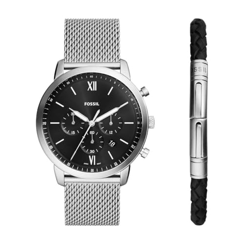 Fossil Herren Analog Quarz Uhr mit Edelstahl Armband FS6021SET im Sale