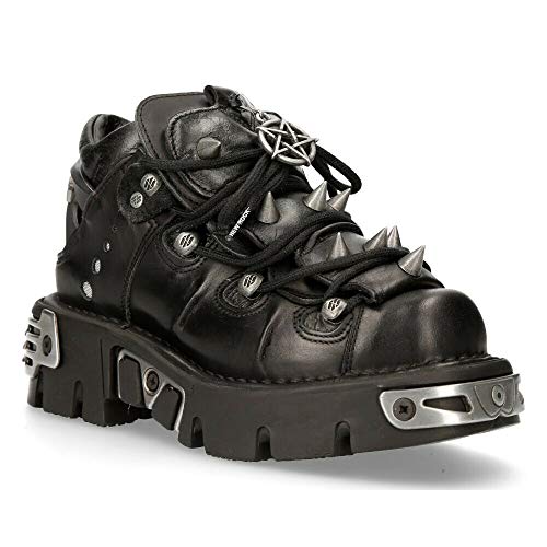 New Rock 110-S1 Stiefeletten Aus Schwarzem Leder Mit Stacheln 46 im Sale