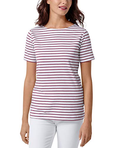 CLINIC DRESS Shirt Damen Rundhalsausschnitt 1/2 Arm 95% Baumwolle 60° weiß/Bordeaux im Sale