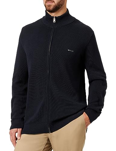 GANT Herren Cotton Pique Zip Cardigan Strickjacke, Evening Blue, EU im Sale
