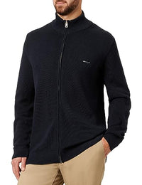 Thumbnail for GANT Herren Cotton Pique Zip Cardigan Strickjacke, Evening Blue, EU im Sale