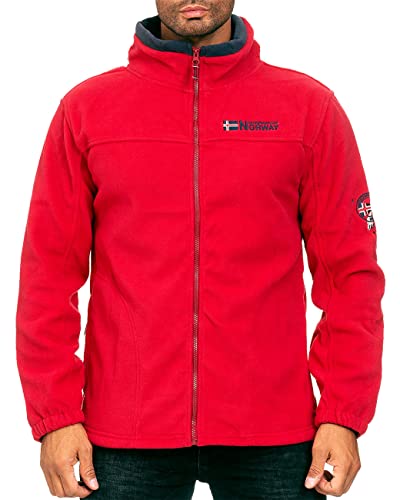 Geographical Norway Tamazonie Men - Fleece Semi-thick Man Warm Zip Closure - Jacket Autumn Winter Spring Warm Men - Long Sleeve Sweater Soft Comfort Outdoor (Red S) on Sale