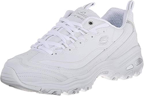 Skechers Women's D'lites Fresh Start Sneaker, White Leather Mesh Silver Trim L, EU on sale