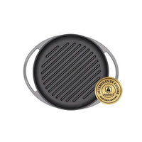 Thumbnail for Grill plate, round, cast iron, enamelled, grey, diameter 25.5 x 26 cm on sale