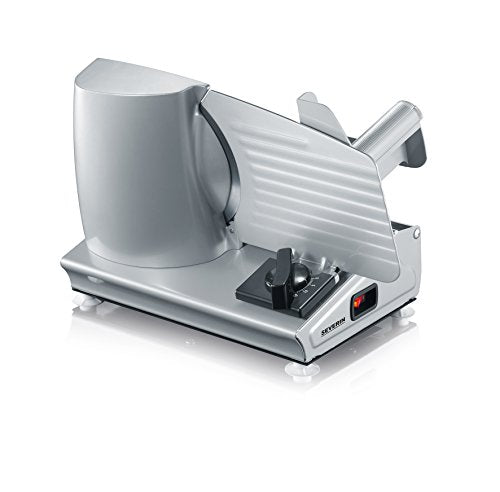 SEVERIN all-purpose slicer for bread, cold cuts or cheese, bread slicer with continuously adjustable cutting thickness, slicer with finger protection, silver, AS 3915 on sale