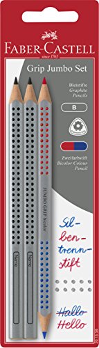 Thumbnail for Faber-Castell 201558 - 2 Bleistifte Jumbo Grip & 1 Jumbo Grip Bicolor rot und blau, 1 Stück im Sale