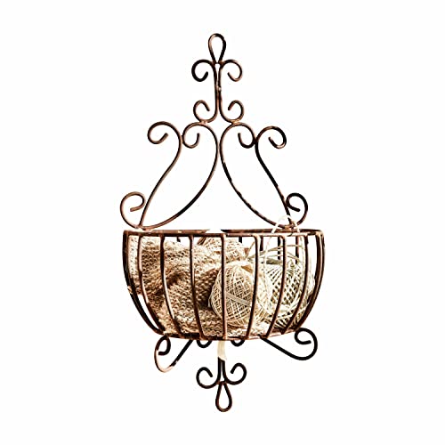 Loberon Deko-Korb Marciac, Pure Nostalgie, für Pflanzen & mehr, Nostalgisches Design, Rost-Finish, Gartenzubehör, Gartendekoration, Outdoor, Eisen, Bronze im Sale