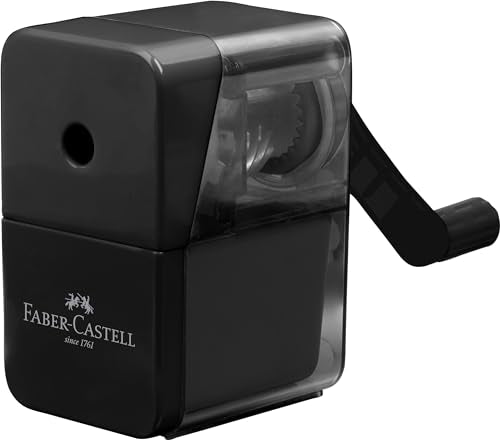 FABER-CASTELL 180984 - Anspitzer mit Kurbel, schwarz, Spitzmaschine mit hochwertigem Spitzermesser im Sale