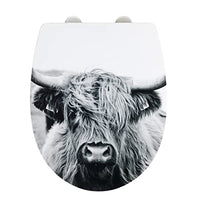 Thumbnail for WENKO WC-Sitz Yak mit Hochglanz-Oberfläche, Toilettendeckel mit Absenkautomatik, bruchstabiler, recycelbarer Thermoplast, Schnellbefestigung aus rostfreiem Edelstahl, 36,5 x 45 cm, Yak-Motiv im Sale