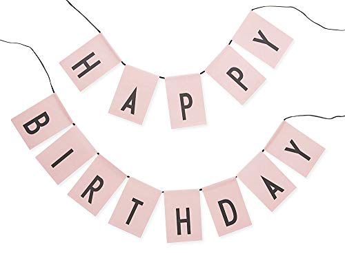 Design Letters Flags, Happy Birthday/Surprise Party Reversible Bunting-Reusable (Pink) on Sale