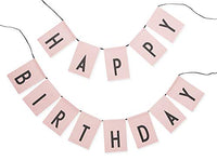 Thumbnail for Design Letters Flags, Happy Birthday/Surprise Party Reversible Bunting-Reusable (Pink) on Sale
