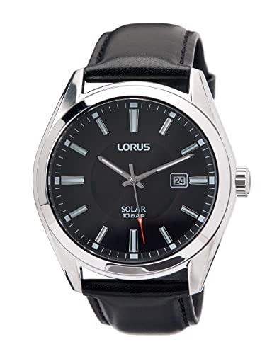 Lorus Men's Watch Solar Stainless Steel with Leather Strap RX339AX9 on Sale