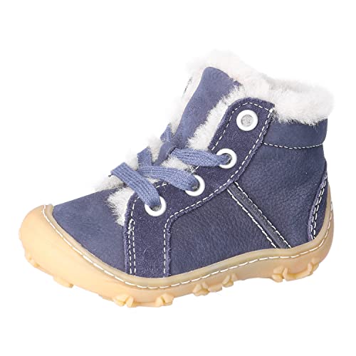 RICOSTA boys' barefoot shoes ELIA, baby and toddler first walker shoes, width: wide, terracare, barefoot shoe, lace-up shoes, lambskin, lake (170), 22 EU on sale