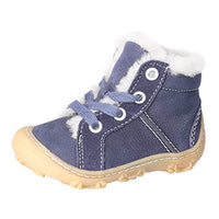 Thumbnail for RICOSTA boys' barefoot shoes ELIA, baby and toddler first walker shoes, width: wide, terracare, barefoot shoe, lace-up shoes, lambskin, lake (170), 22 EU on sale