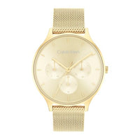 Thumbnail for Calvin Klein Multi Dial Quartz Watch for Women with Yellow Gold-Tone Stainless Steel Mesh Link Bracelet - 25200103 on Sale
