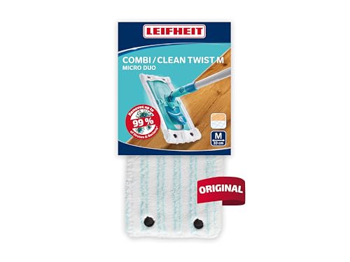 Leifheit 2er Set Wischbezug Clean Twist Ergo Micro Duo, für alle glatten Böden, Bodenwischer Ersatzbezug mit 2-Faser-System für ideale Schmutzaufnahme, Mikrofaser Bezug für Fliesen und Laminat im Sale