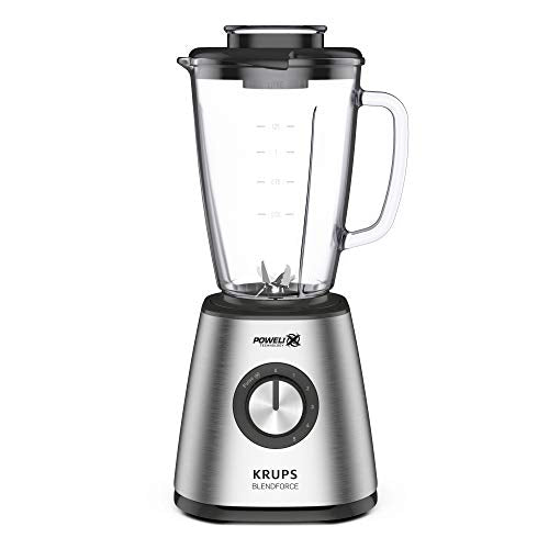 Krups KB439D Blendforce 2 Standmixer | 800 Watt | 5 Geschwindigkeiten | Pulsfunktion | 1,75 Liter Thermoglasbehälter (Nutzvolumen: 1,25 Liter) | stoßfest | Eiszerkleinerer | Edelstahl im Sale