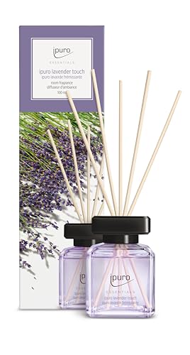 ipuro - Essentials Room Fragrance LAVENDER TOUCH 100ml | Room freshener with lavender, citrus, blossoms, mint &amp; musk fragrance aroma | Diffuser with sticks | Air freshener for the home on sale