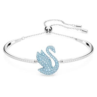 Thumbnail for Swarovski Iconic Swan Armreif, Rhodiniertes Damenarmband mit Blauem Schwan und Strahlenden Swarovski Kristallen im Sale