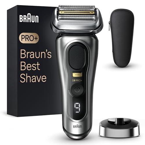 Braun Series 9 Pro+ Electric Shaver for Men, Electric Shaver with 5 Pro Shaving Elements, ProTrimmer, Charging Station, 60 Min Runtime, Wet &amp; Dry, Made in Germany, 9517s, Silver on Sale