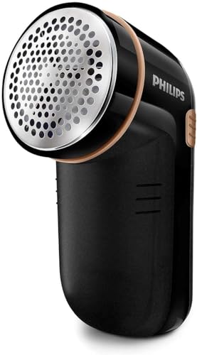 Philips Fusselentferner für alle Kleidungsstücke, entfernt kleine Knötchen, 2 Höheneinstellungen, batteriebetrieben (2 Philips AA-Batterien inkl.), 8 x 12.3 x 5.8 cm, schwarz-Gold (GC026/80) im Sale
