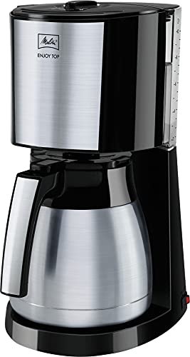 Melitta Enjoy Top Therm - Kaffeemaschine mit Thermokanne aus Edelstahl, Filterkaffeemaschine mit Tropfstopp, für bis zu 10 Tassen Kaffee, edelstahl/schwarz im Sale