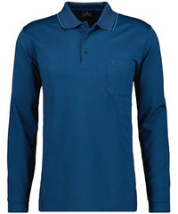 Thumbnail for RAGMAN Men's Softknit Polo Jacquard, Long Sleeve XL, Dark Blue-793 on Sale