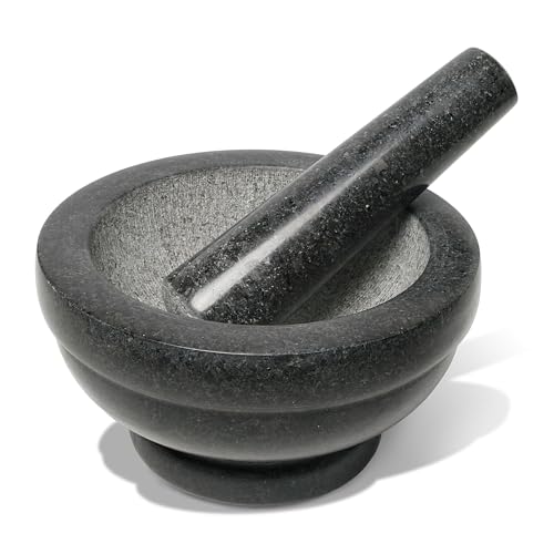 wenco Mortar &amp; Pestle Set made of granite ⌀ 16cm – Perfect for chopping, grinding &amp; preparing herbs, spices, pesto – Robust kitchen tool for traditional preparation on sale