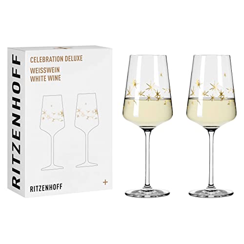 RITZENHOFF 6141012 Weißweinglas 400 ml - Serie Celebration Deluxe Set Nr. 3, 2 Stück, Echt-Gold - Made in Germany im Sale