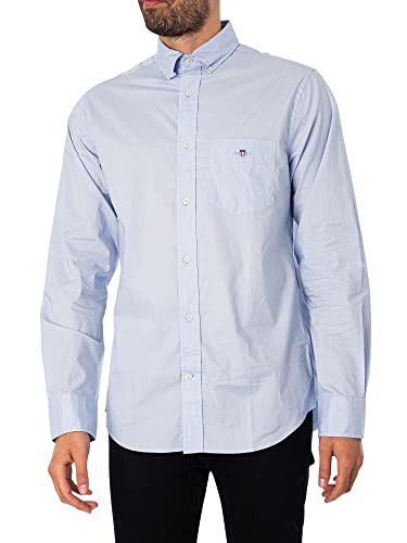 GANT Herren REG POPLIN Shirt Hemd, Light Blue, 4 im Sale