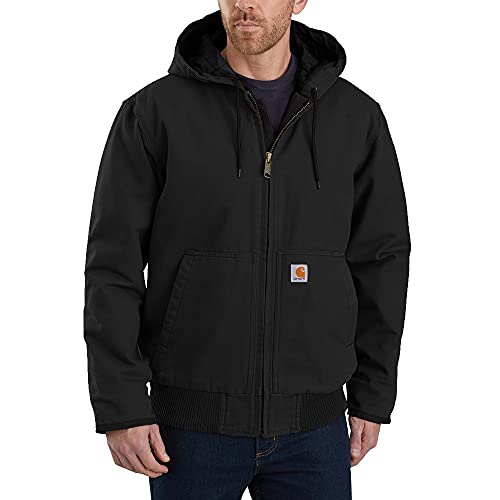 Carhartt, Herren, Weite, isolierte Freizeitjacke aus ausgewaschenem Segelleinen, Schwarz, im Sale