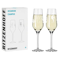 Thumbnail for RITZENHOFF 3851001 Champagnerglas 250 ml - 2er Set Serie Oceanside Nr. 1, 2 Stück, Seepferdchen-Motiv - Made in Germany im Sale