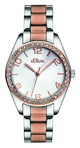 s.Oliver Damen Quarz Armbanduhr mit Edelstahlarmband im Sale