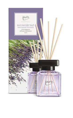 ipuro - Essentials Room Fragrance LAVENDER TOUCH 50ml | Room freshener with lavender, citrus, blossoms, mint &amp; musk fragrance aroma | Diffuser with sticks | Air freshener for the home on sale