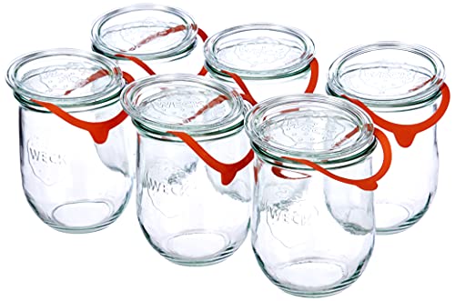 Weck Tulpenglas 1 Liter im 6er Set DECKL, Dichtring Klammern, Glas, Durchsichtig, 6 x im Sale