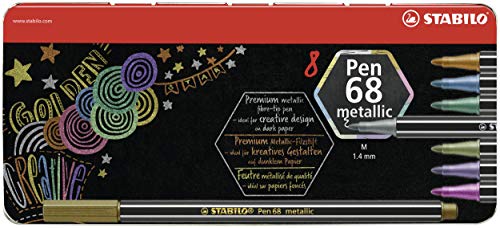 Premium Metallic-Filzstift - STABILO Pen 68 metallic - 8er Metalletui - mit 8 verschiedenen Metallic-Farben im Sale