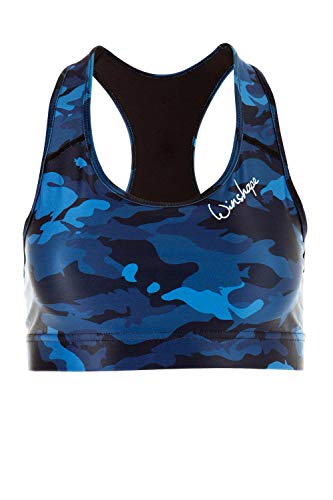 Winshape Damen Bustier Functional BH SB101, Print, All-Fit Style, Fitness Freizeit Sport Yoga Workout, Camo-Blue, im Sale