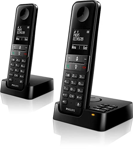 Philips D4752B/01 DECT Schnurlostelefon mit Anrufbeantworter, 2 Mobilteile im Sale