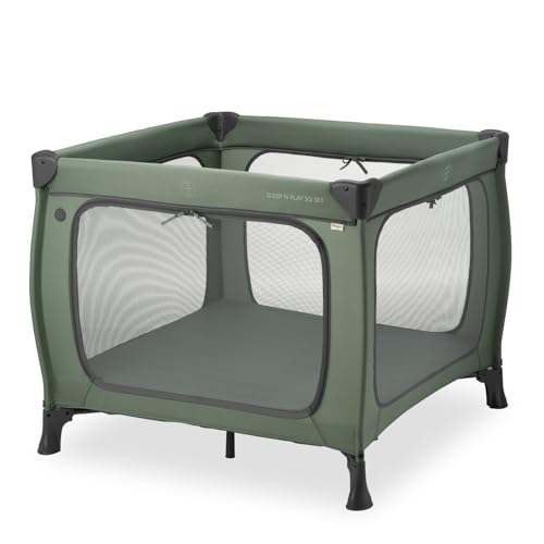 hauck Kinderreisebett & Laufstall Sleep N Play SQ Set mit Matratze 5 cm dick, Klein Zusammenklappbar, Inklusive Tragetasche, für Babys & Kinder ab Geburt bis 15 kg (Dark Blue) im Sale