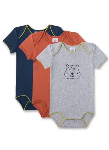 Sanetta Baby-Body Kurzarm (Dreierpack) Grau | Hochwertiger und nachhaltiger Body für Jungen aus Bio-Baumwolle. Inhalt: 3er Set Baby Body 080 im Sale