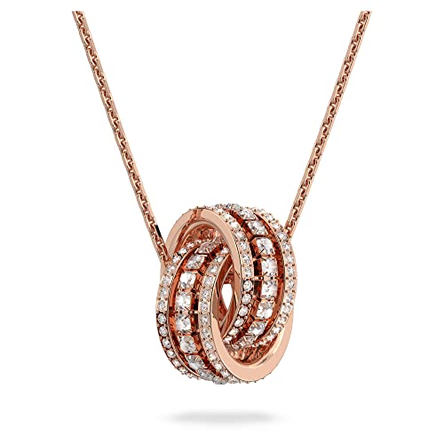 Swarovski Further Pendant, Pavé, Intertwined Circle, White, Rose Gold Plated on Sale