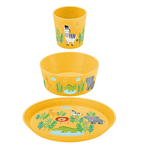 KIDS SET AFRICA Small plate + bowl + mug organic yellow on sale