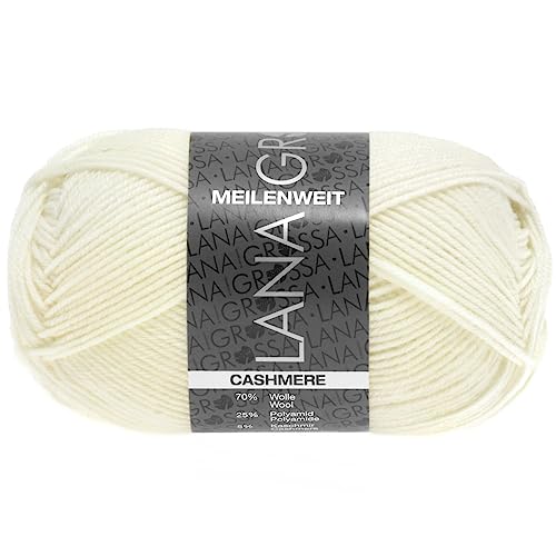 LANA GROSSA Meilenweit 50g Cashmere | Classic sock yarn, machine washable | Hand-knitting yarn made of 70% superwash virgin wool, 25% polyamide &amp; 5% cashmere | 50g wool for knitting &amp; crocheting | 210m yarn on sale